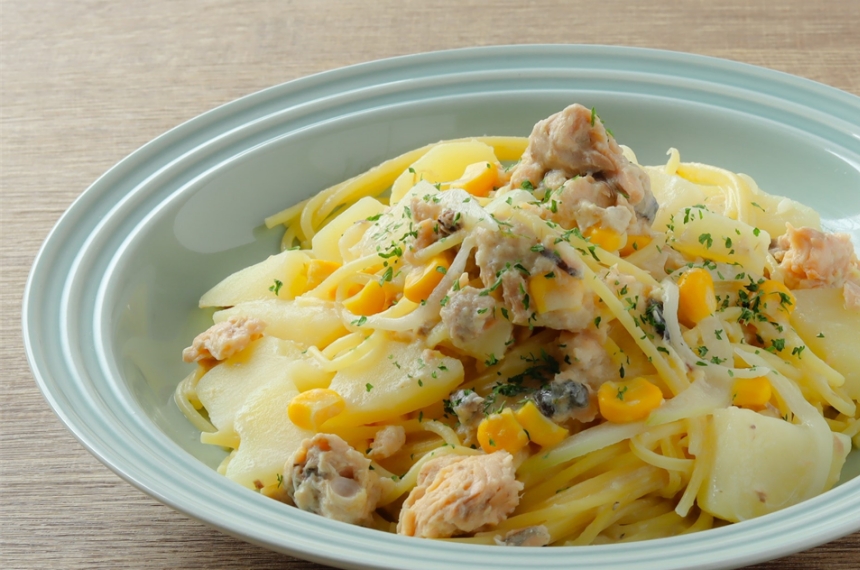 サーモン豆乳パスタ