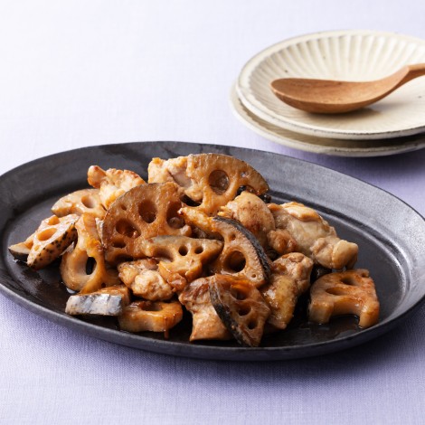 皮つきれんこんと鶏肉のオイスター炒め