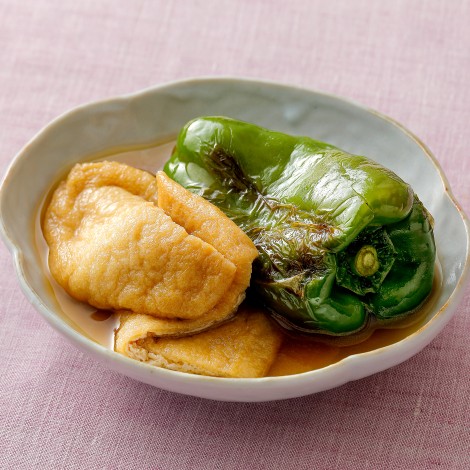 丸ごとピーマンと油揚げの焼き浸し