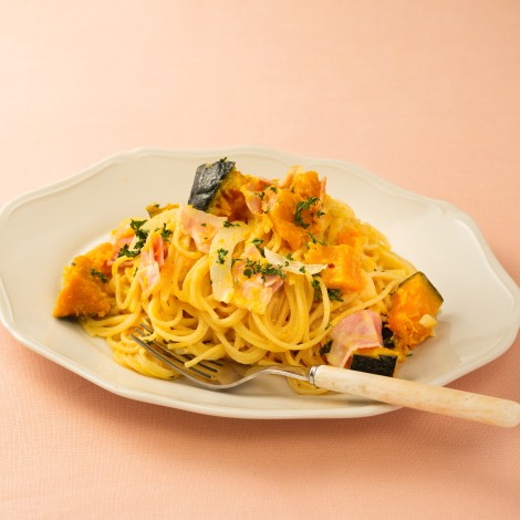かぼちゃの煮物で！パンプキンクリームスパゲッティ