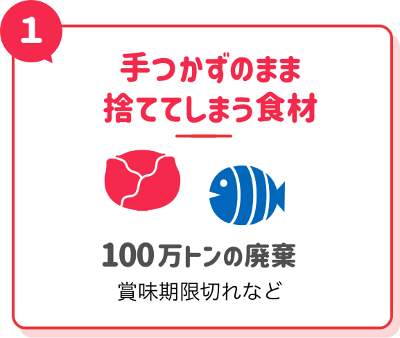 ①手つかずのまま捨ててしまう食材 100万トンの廃棄 賞味期限切れなど