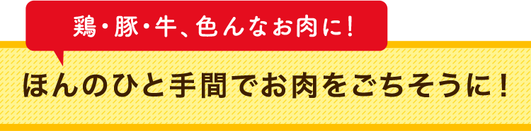 鶏・豚・牛、色んなお肉に！ ほんのひと手間でお肉をごちそうに！