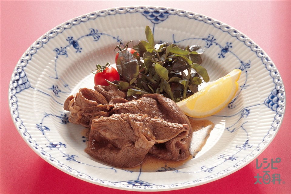 牛肉の赤ワイン漬け(牛もも薄切り肉+ミニトマトを使ったレシピ)