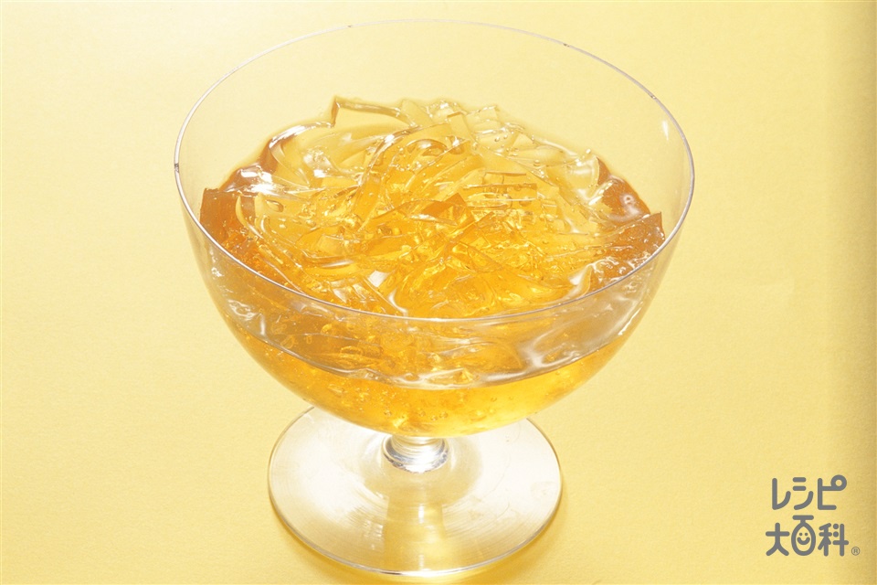 ウーロン茶ゼリー、レモンパルシロップ(粉ゼラチン+レモン汁を使ったレシピ)