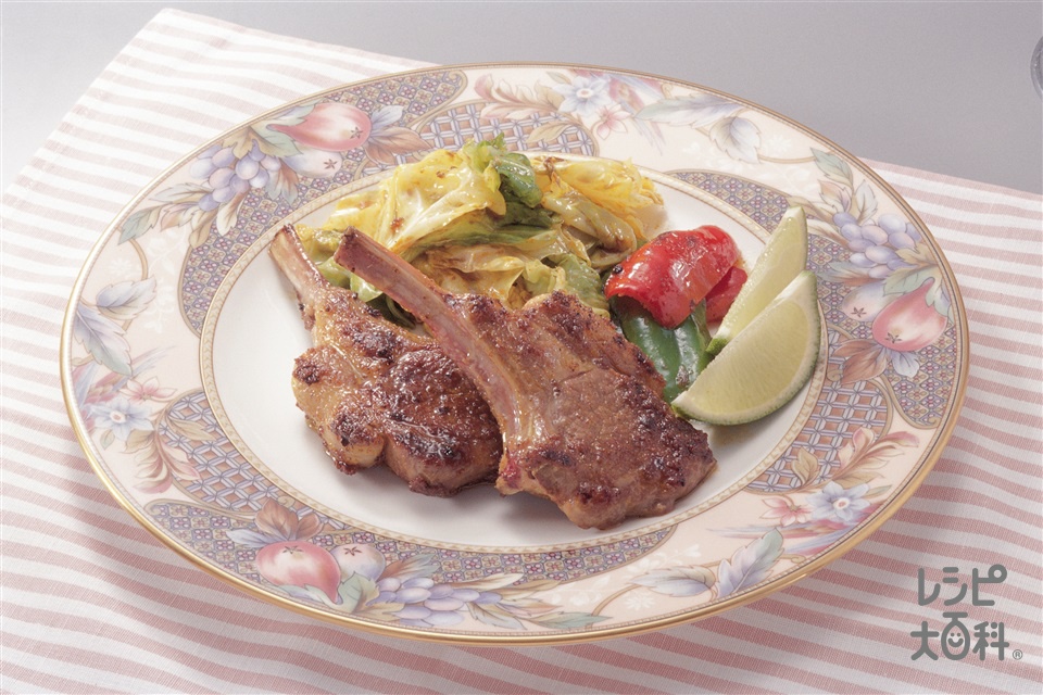 ラムソテー 焼き野菜添え(ラムチョップ+キャベツを使ったレシピ)
