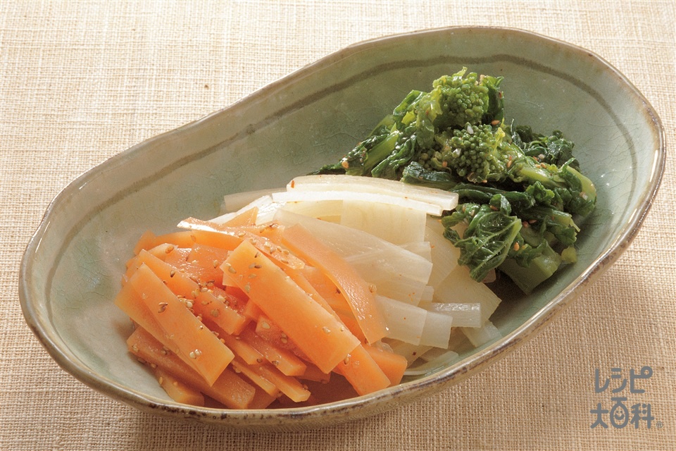 春野菜のナムル(菜の花+にんじんを使ったレシピ)