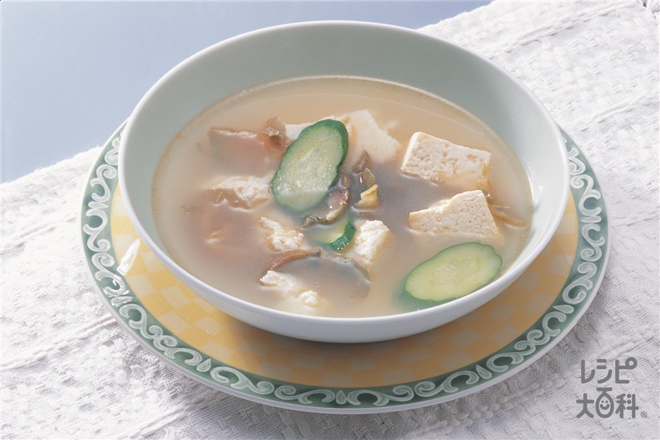 豆腐の炒めスープ(木綿豆腐+きゅうりを使ったレシピ)