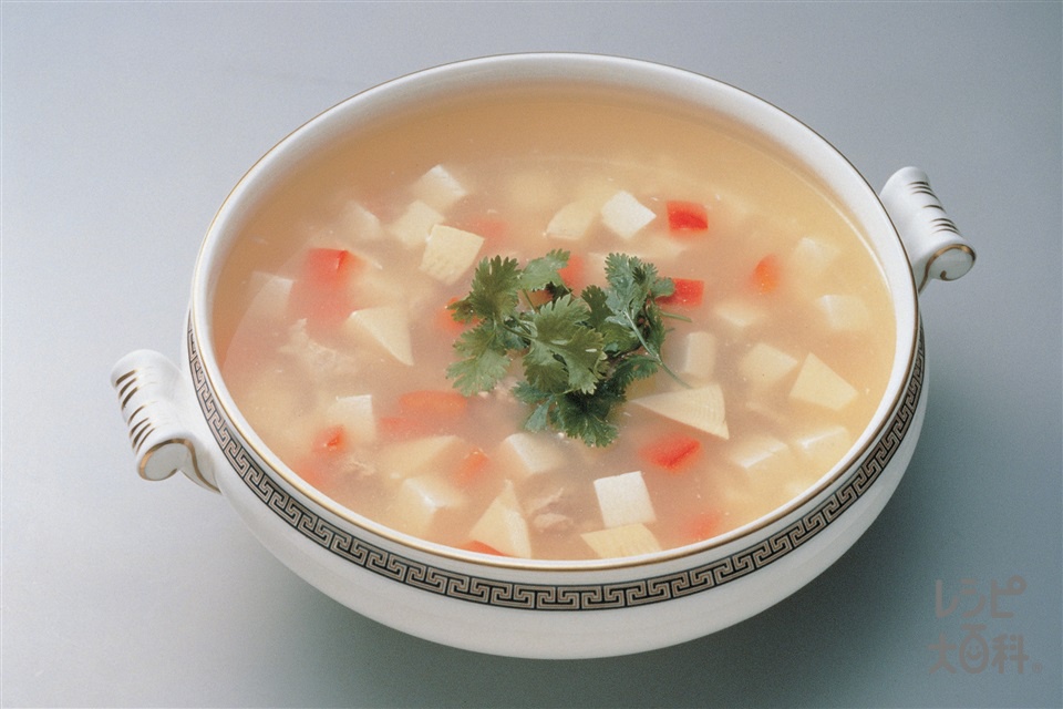 鶏肉と豆腐のトロミスープ(鶏むね肉+絹ごし豆腐を使ったレシピ)