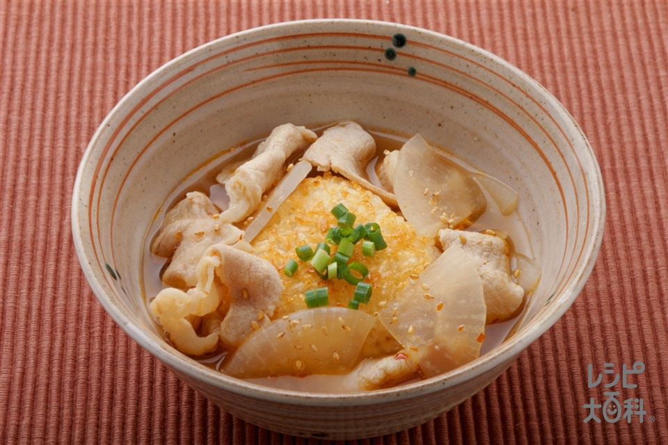 汁かけ焼きおにぎり(ご飯+豚ロース薄切り肉を使ったレシピ)
