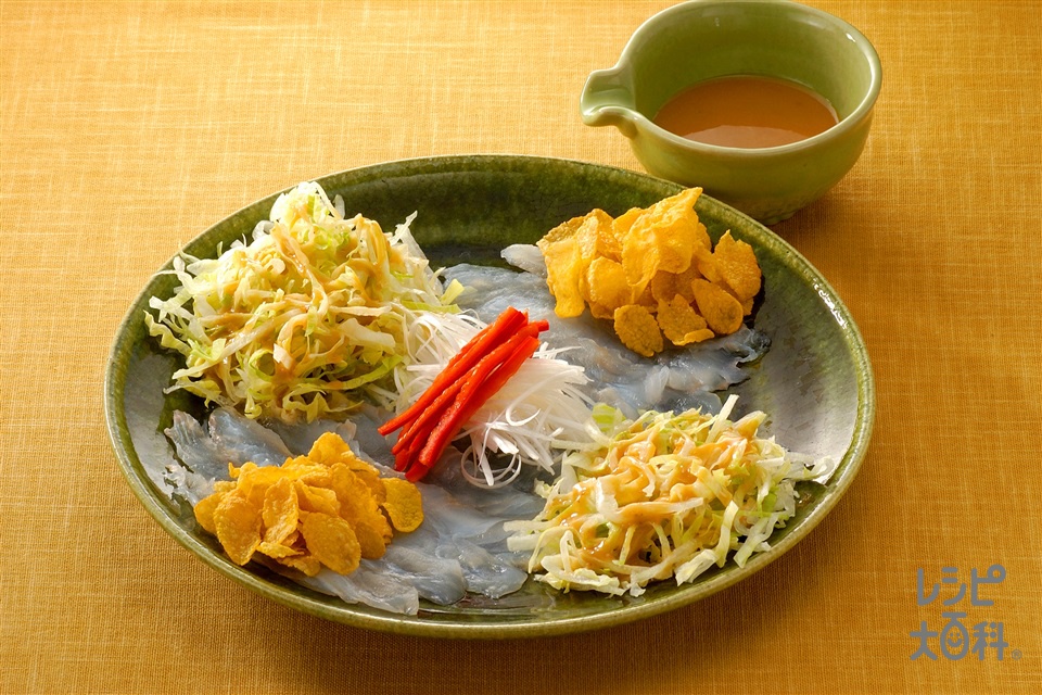 中国風刺身サラダ(白身魚の刺身+鶏ささ身を使ったレシピ)