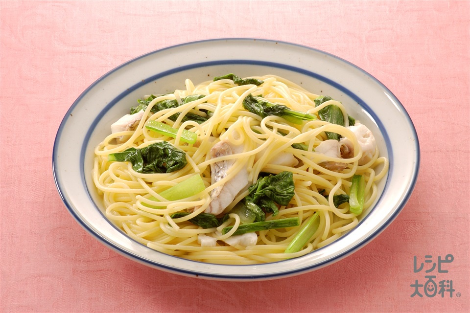 たいと小松菜の和風スパゲッティ(たい+スパゲッティを使ったレシピ)