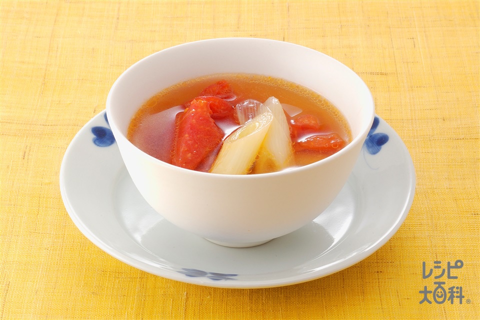 トマトの和風スープ(トマト+ねぎを使ったレシピ)
