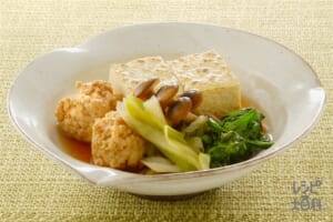 鶏ひき肉の肉豆腐 きのこ入り