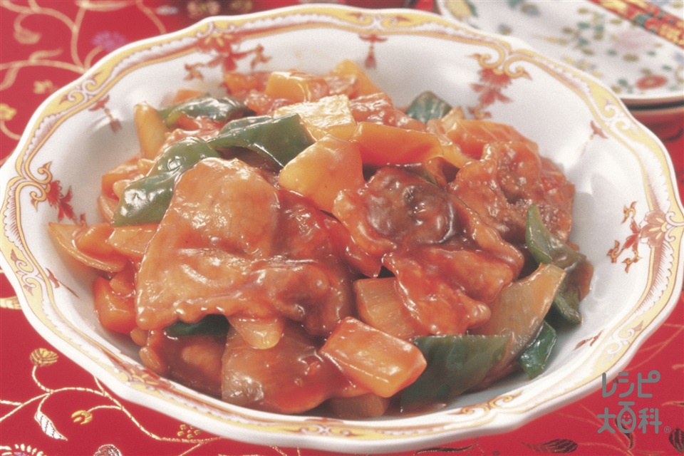揚げずに酢豚(豚しょうが焼き用肉+玉ねぎを使ったレシピ)