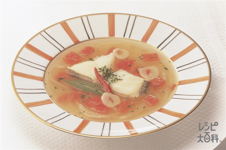 白身魚の地中海風(甘塩たら+トマトを使ったレシピ)