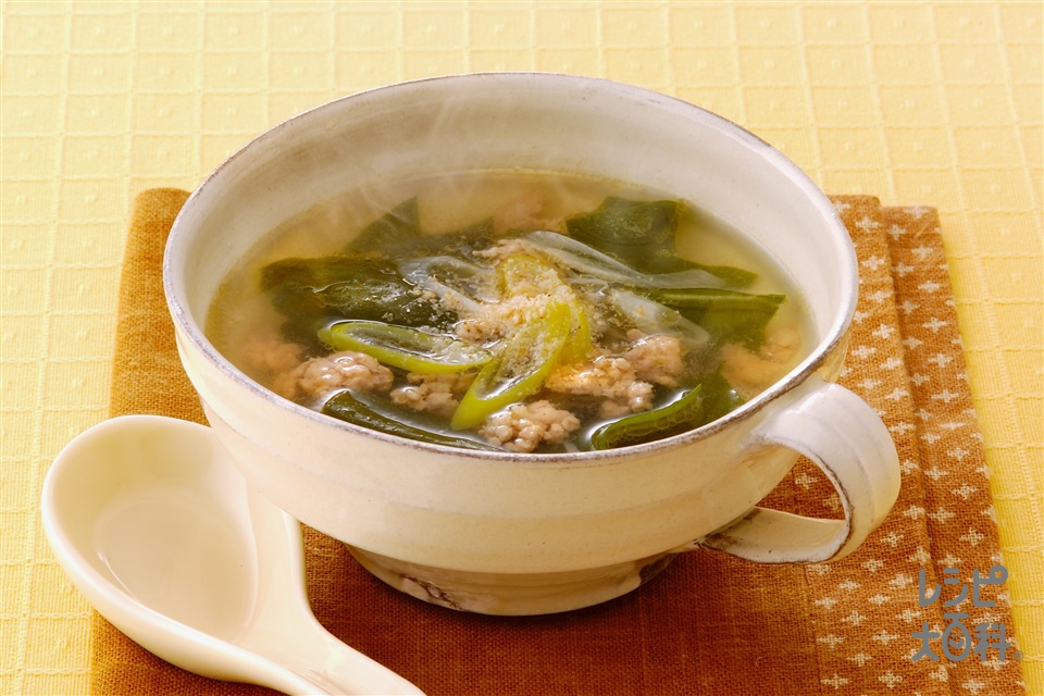 わかめとねぎのスープ(ねぎ+豚ひき肉を使ったレシピ)