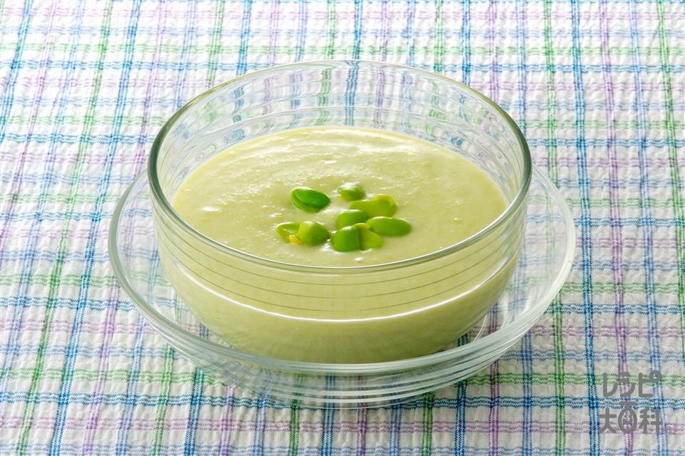 枝豆の豆乳冷製スープ(じゃがいも+調整豆乳を使ったレシピ)