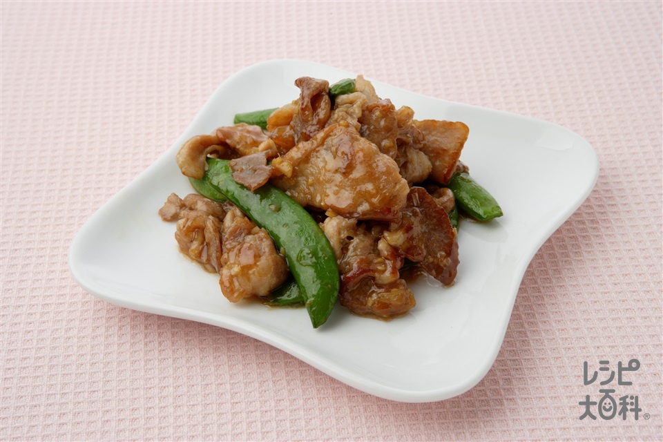 豚肉とスナップえんどうの炒めもの(豚ロースしょうが焼き用肉+スナップえんどうを使ったレシピ)
