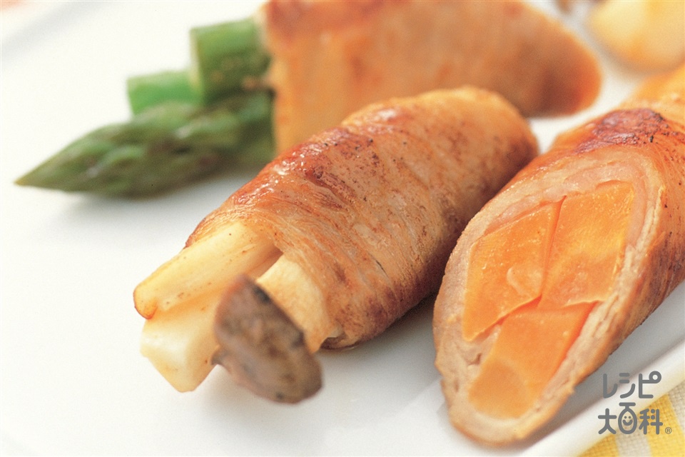 彩り野菜の肉巻き(豚もも薄切り肉+にんじんを使ったレシピ)