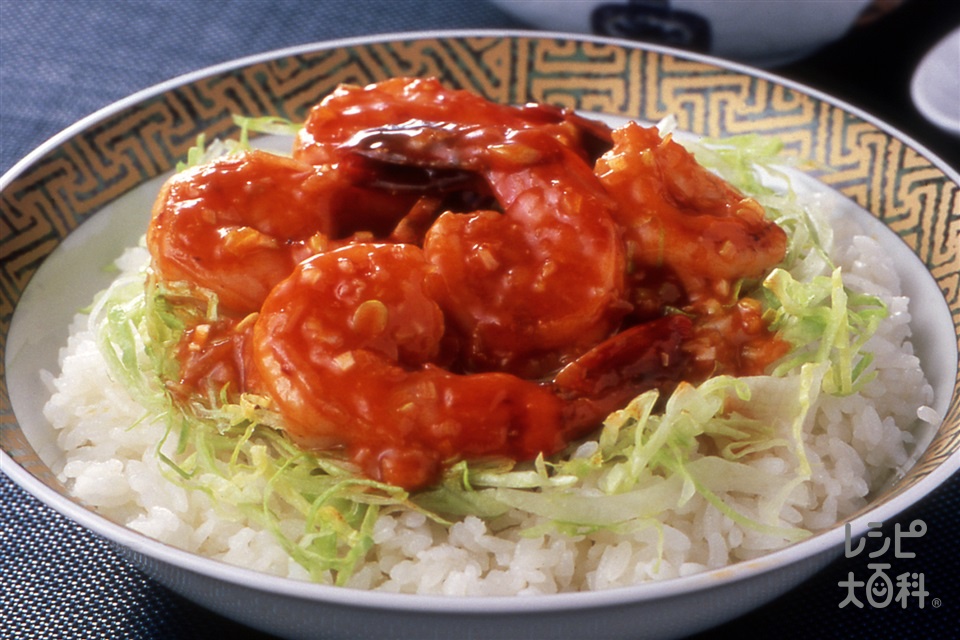 エビチリ丼(えび+ご飯を使ったレシピ)