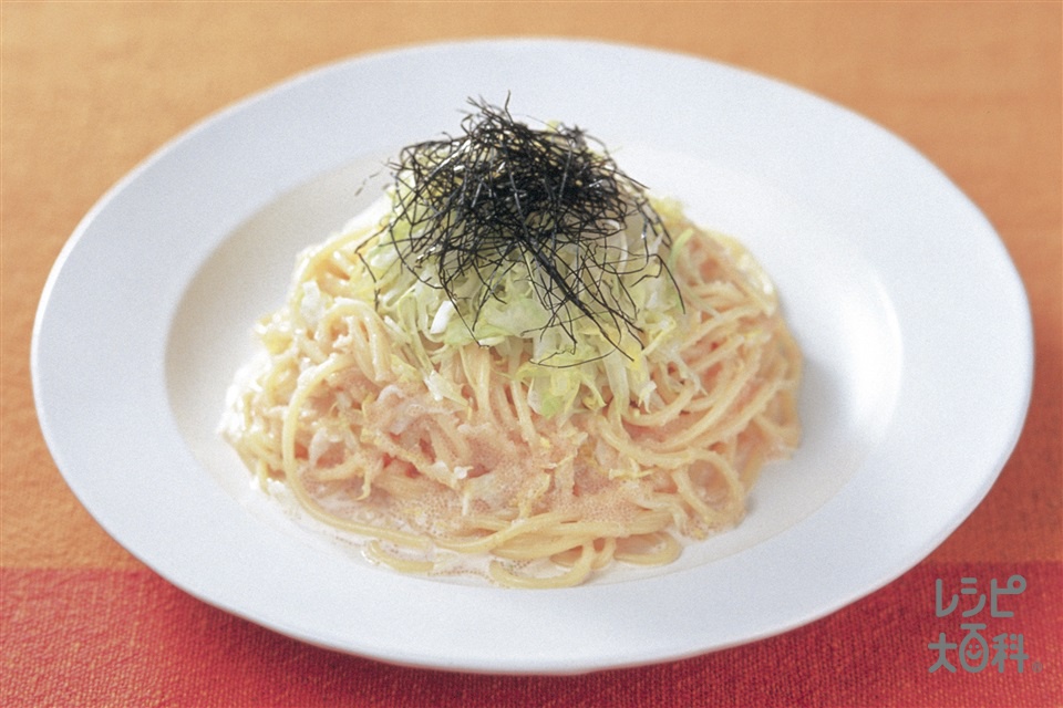 シャキシャキキャベツと明太子のマヨネーズスパゲッティ(スパゲッティ+キャベツを使ったレシピ)