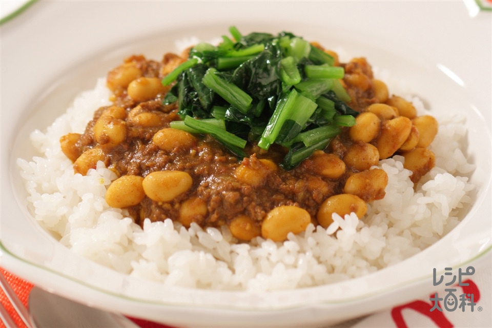 大豆とひき肉のドライカレー(ゆで大豆+ご飯を使ったレシピ)