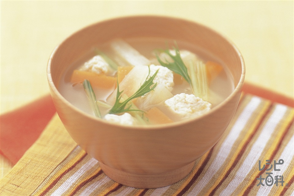 大根と水菜のけんちん汁(大根+木綿豆腐を使ったレシピ)