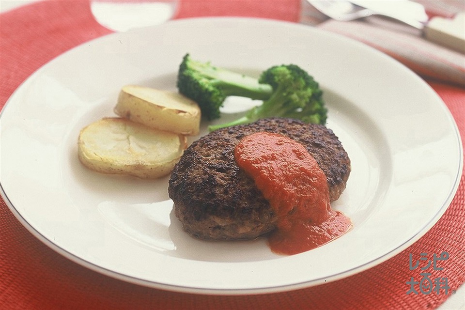 ハンバーグ(合いびき肉+ホールトマト缶を使ったレシピ)