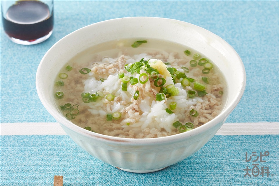 汁かけ鶏ぞうすい(ご飯+鶏ひき肉を使ったレシピ)