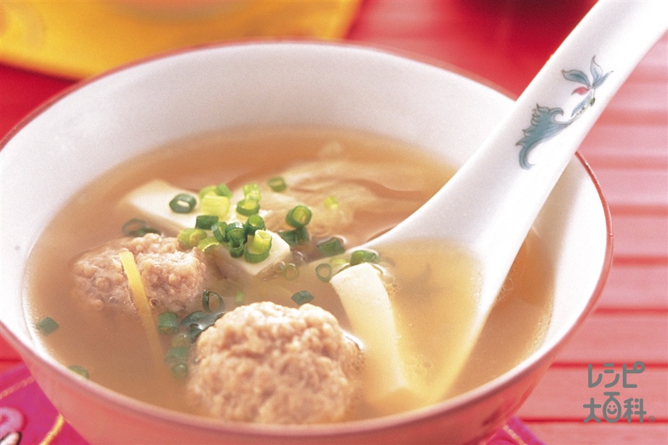 豆腐と肉だんごのスープ(豚ひき肉+絹ごし豆腐を使ったレシピ)
