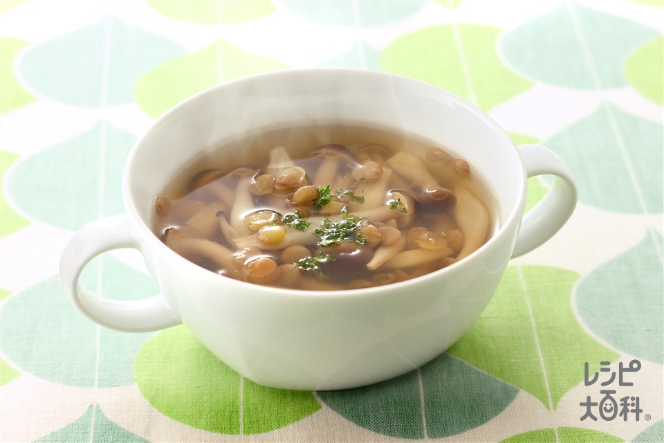 レンズ豆のスープ(しめじ+レンズ豆（乾）を使ったレシピ)