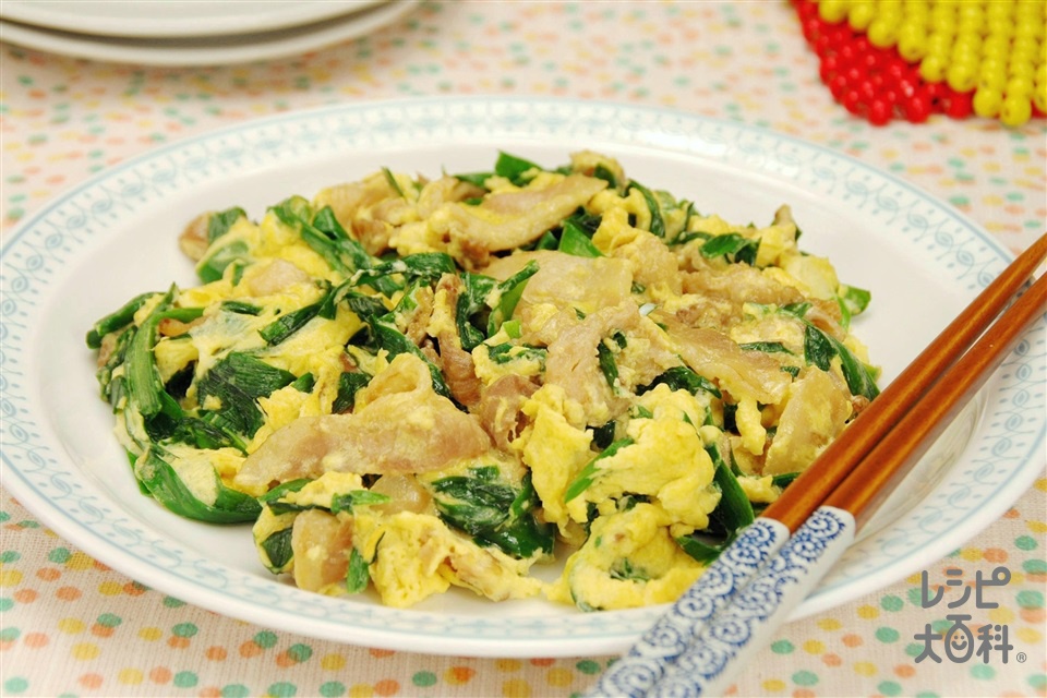 にらマヨ玉(豚こま切れ肉+卵を使ったレシピ)