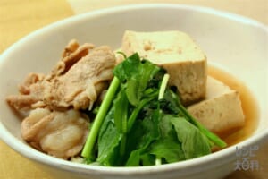 肉豆腐とせりの煮物