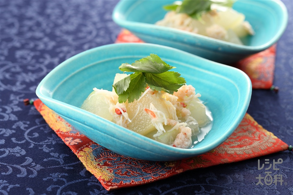 とうがんの海鮮あんかけ(とうがん+帆立貝柱の水煮缶を使ったレシピ)