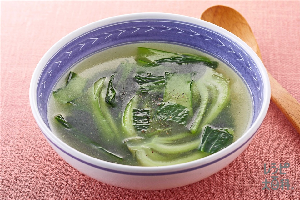 チンゲン菜のにんにくスープ(チンゲン菜+にんにくのみじん切りを使ったレシピ)