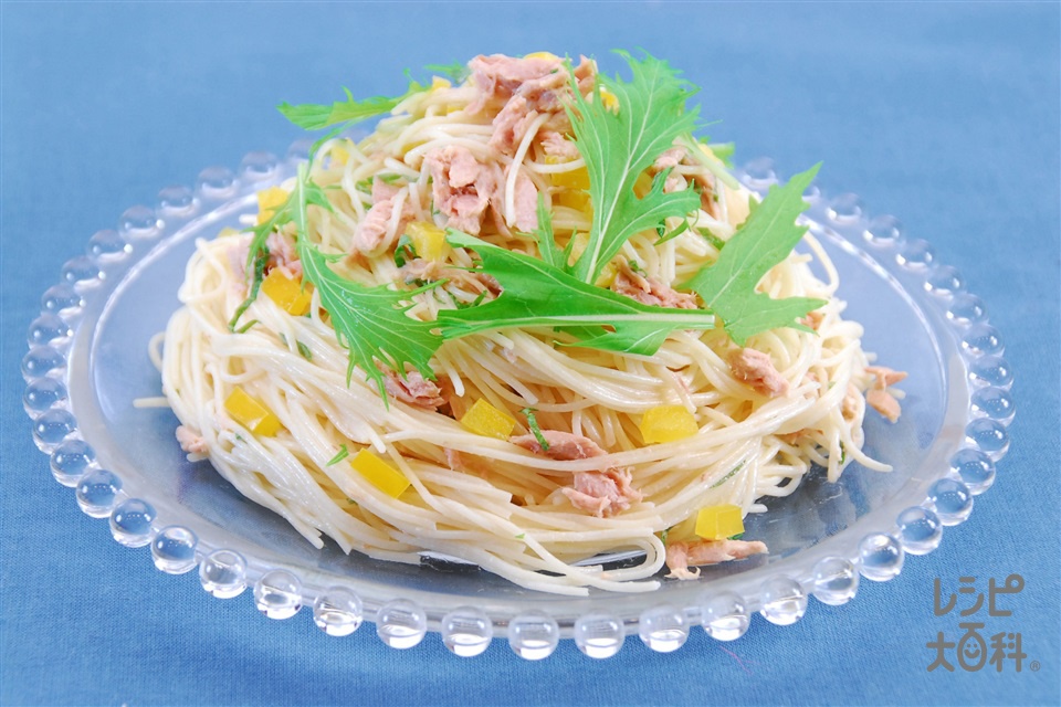 ツナと梅の冷製パスタ(スパゲッティ+ツナ缶（ノンオイル）を使ったレシピ)