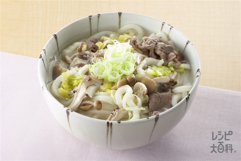 白菜うどん(うどん+白菜の塩漬けを使ったレシピ)