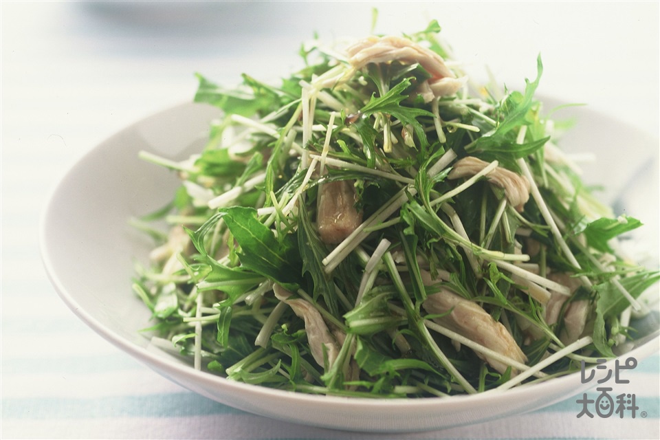 水菜とささみのサラダ(鶏ささ身+水菜を使ったレシピ)