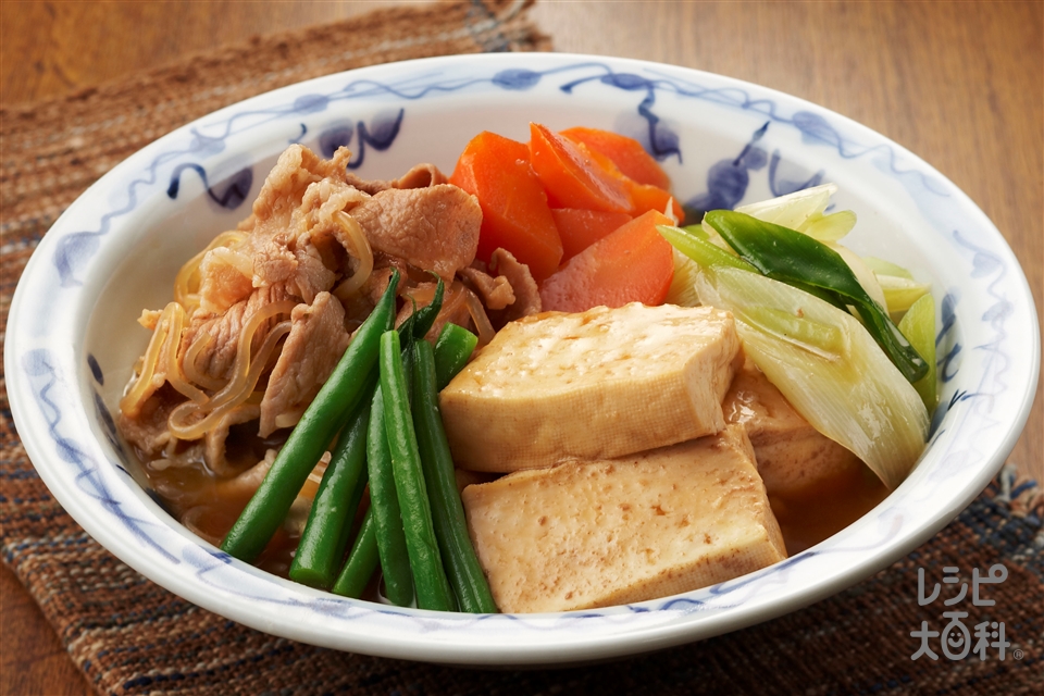 豚こま切れ肉で作る肉豆腐(豚こま切れ肉+木綿豆腐を使ったレシピ)