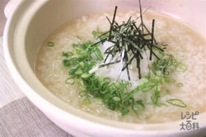 鍋の〆　大根おろしとのりとねぎの雪見雑炊