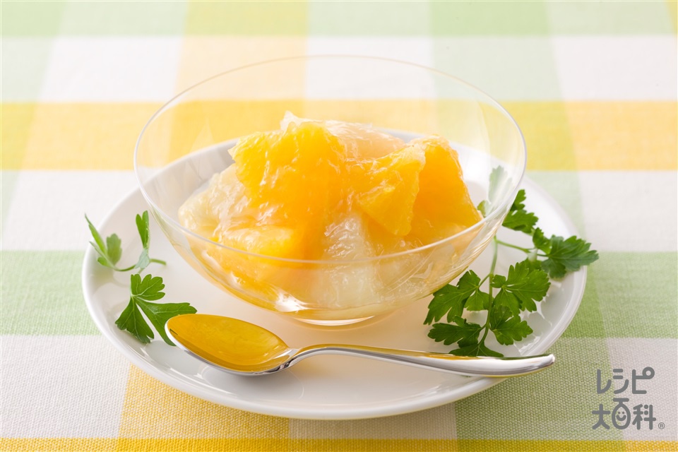 グレープフルーツとオレンジの食べジャム（寒天入り）(グレープフルーツ+オレンジを使ったレシピ)