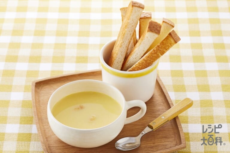 トースト × コーン dip スープ