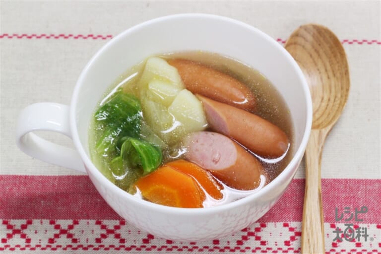 簡単野菜スープのレシピ 作り方 味の素パーク の料理 レシピサイト レシピ大百科 粗びきウインナーソーセージやレタスを使った料理