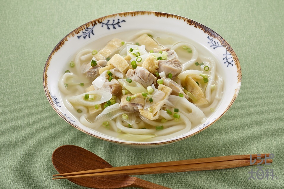 鶏だし・うま塩うどん(冷凍うどん+鶏もも肉を使ったレシピ)