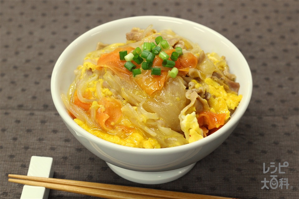 豚バラ大根の卵とじ丼