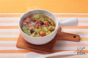 レンジで作るお豆と野菜の洋風スープ
