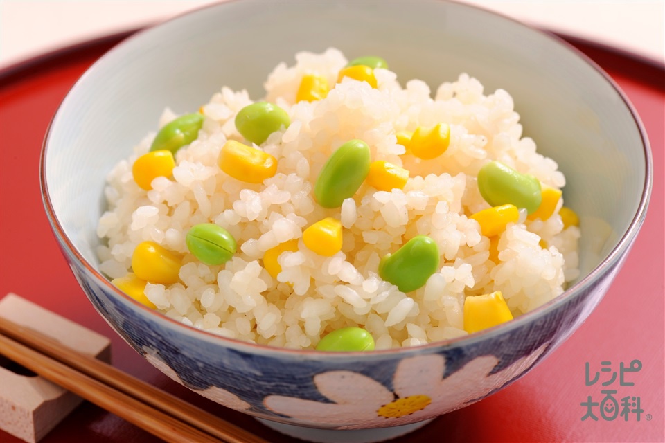 とうもろこしご飯(とうもろこし+米を使ったレシピ)