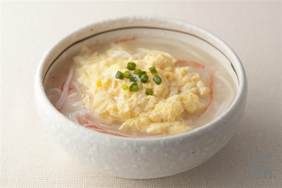 かにカマ雑炊(ご飯+卵を使ったレシピ)