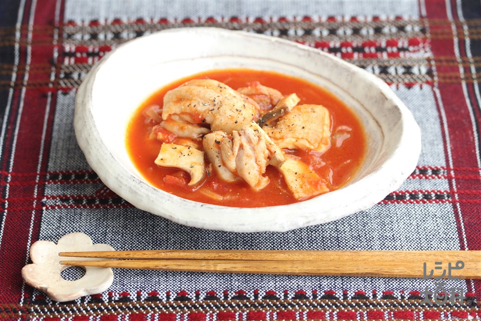 鶏肉の和風トマト煮(鶏もも肉+ホールトマト缶を使ったレシピ)