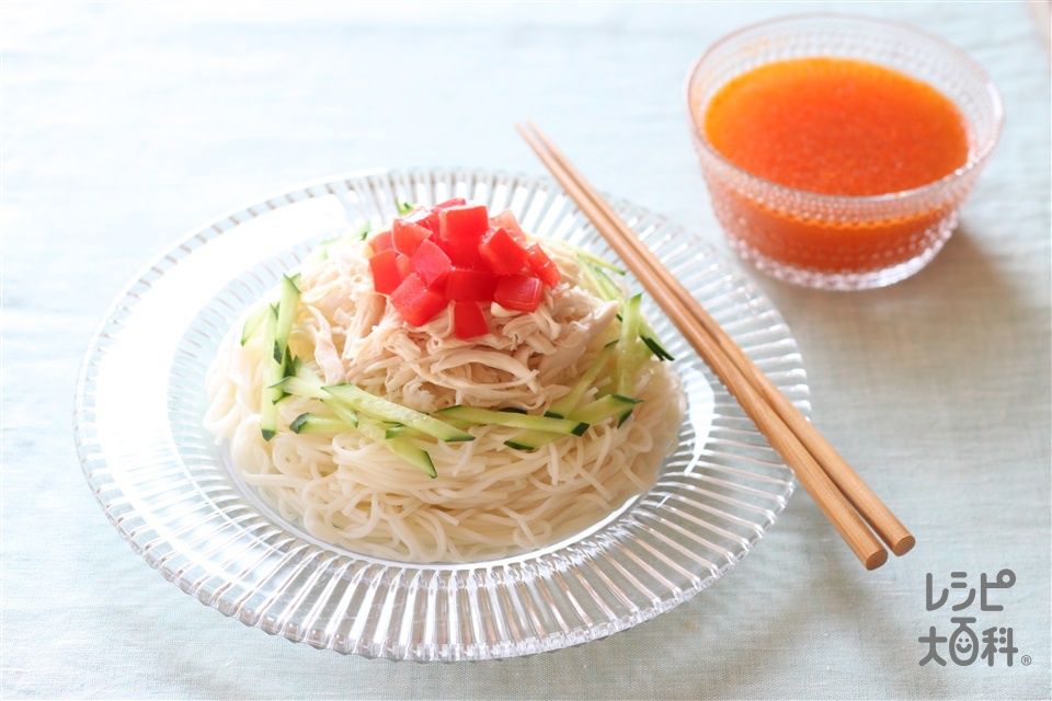 キムチそうめん(そうめん+トマトを使ったレシピ)